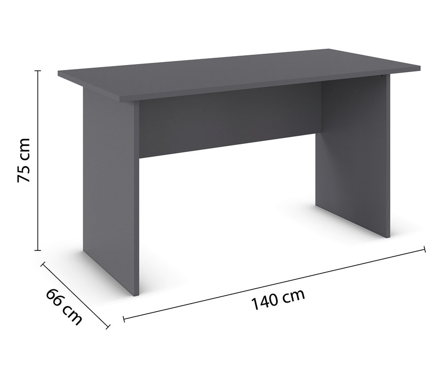 Der grau metallic/Eiche Artisan rauch Schreibtisch »Joel« steht frei im Raum.
