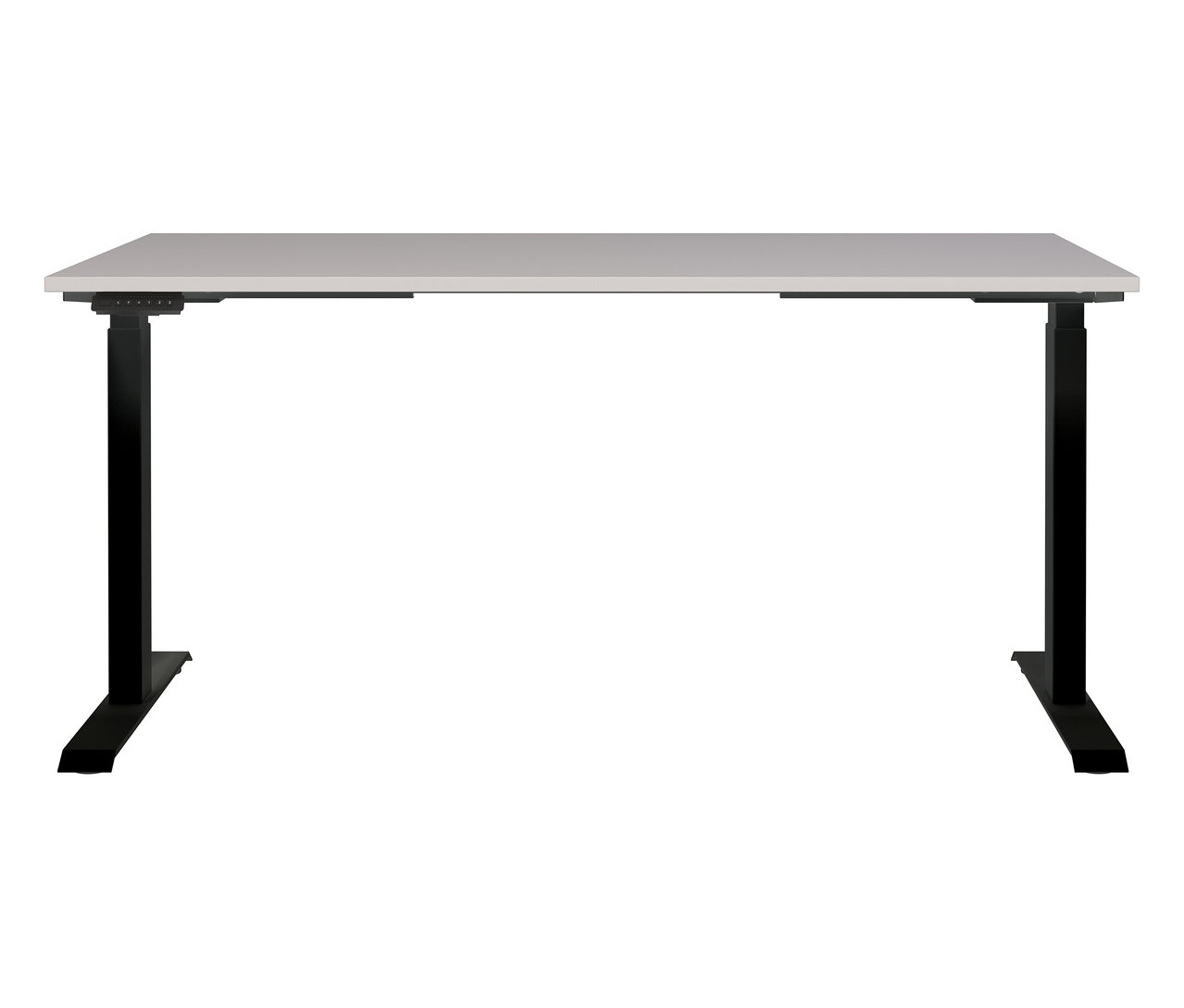 Der höhenverstellbare Schreibtisch »Lissabon« in Kaschmir/Schwarz mit 160 cm Länge steht vor einem weißen Hintergrund.