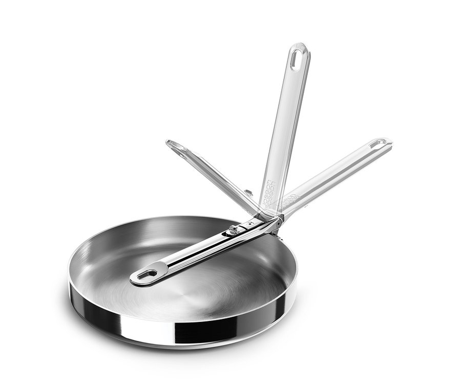 Joseph Joseph Edelstahl-Bratpfanne »Space Steel«, 24 cm, mit klappbarem Griff.