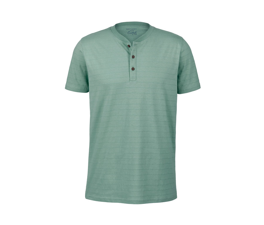 Grünes Kurzarm-Henley.