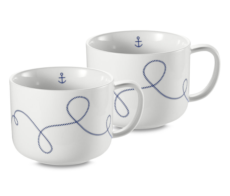 Zwei XL-Trinkbecher mit Anker- und Seilmuster.