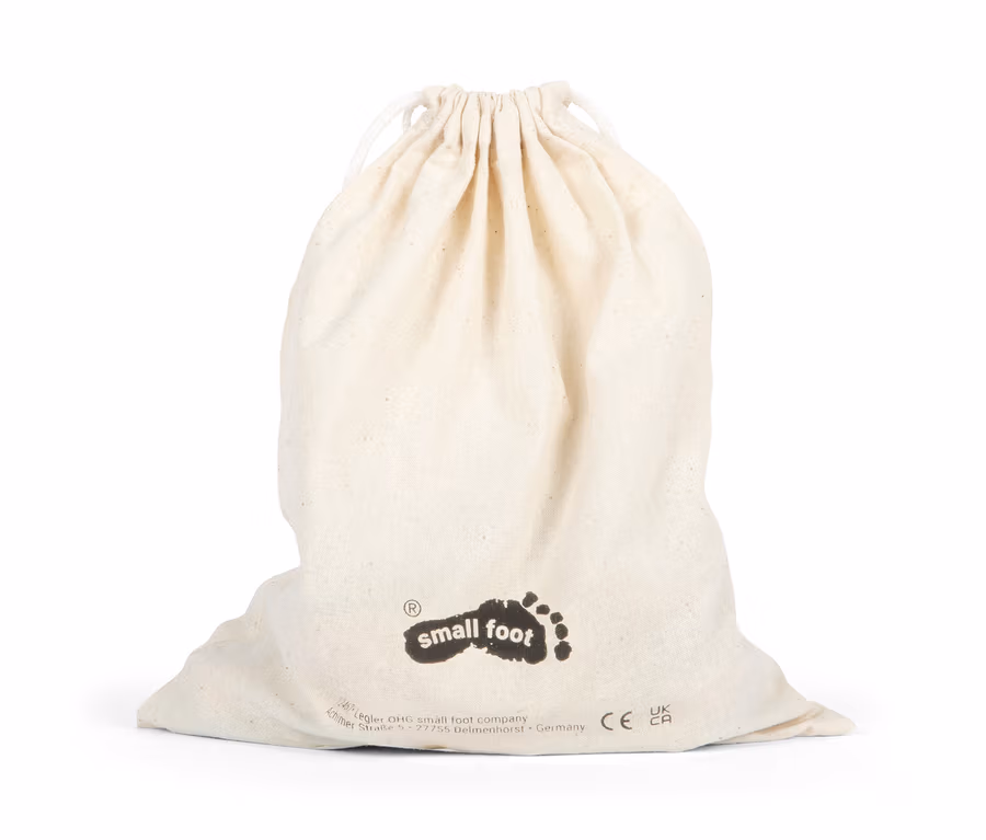 Ein Stoffbeutel mit dem Logo von small foot.
