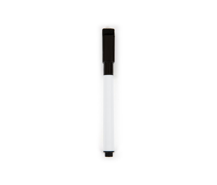 Ein weisser Marker mit schwarzer Kappe und Spitze.