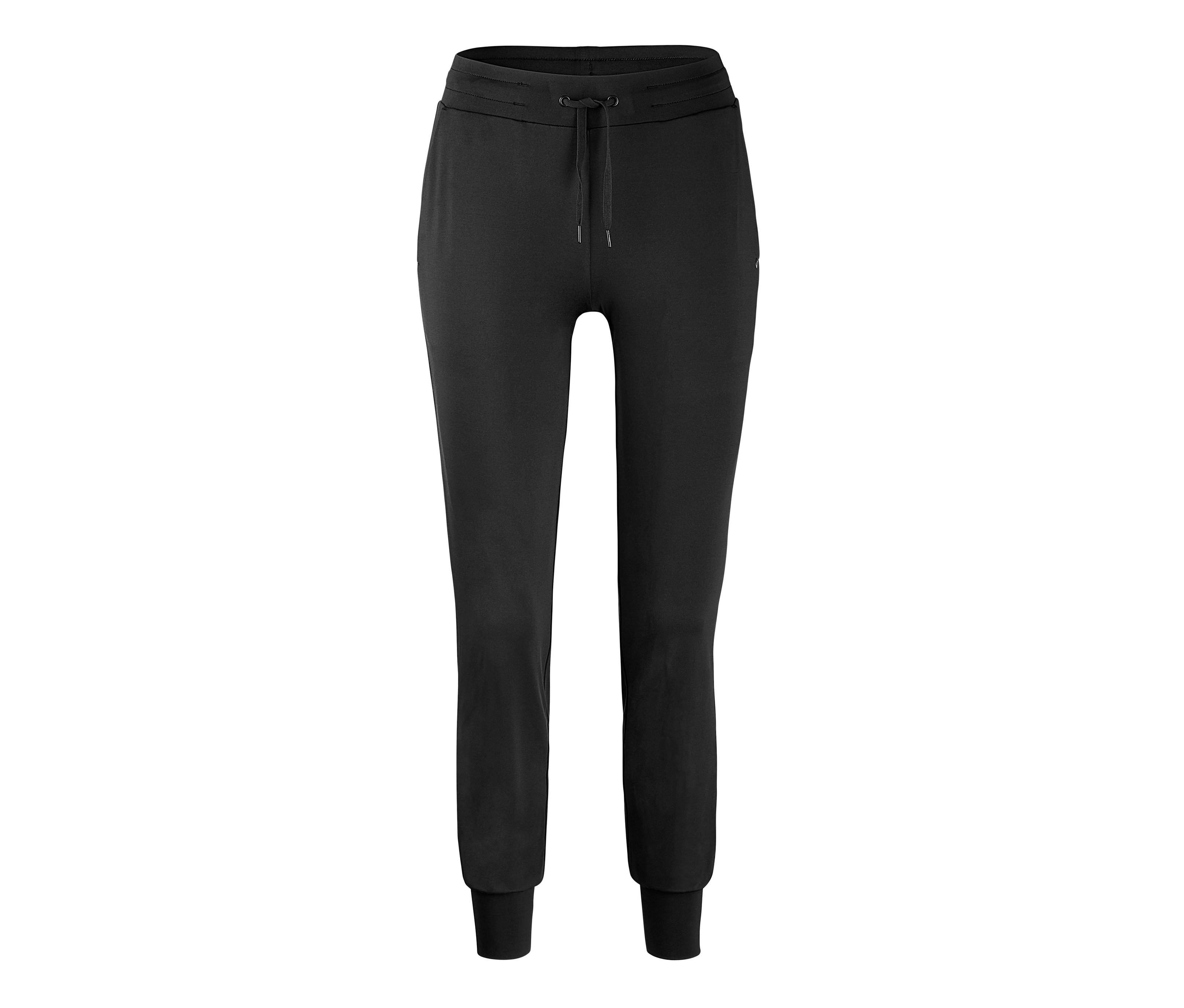 Schwarze Trackpants.