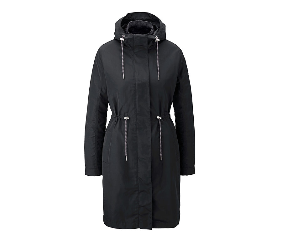 Schwarzer 3-in-1-Funktionsparka und Steppjacke.