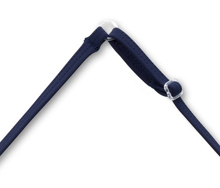 Detailaufnahme eines blauen Bikini-Oberteils.