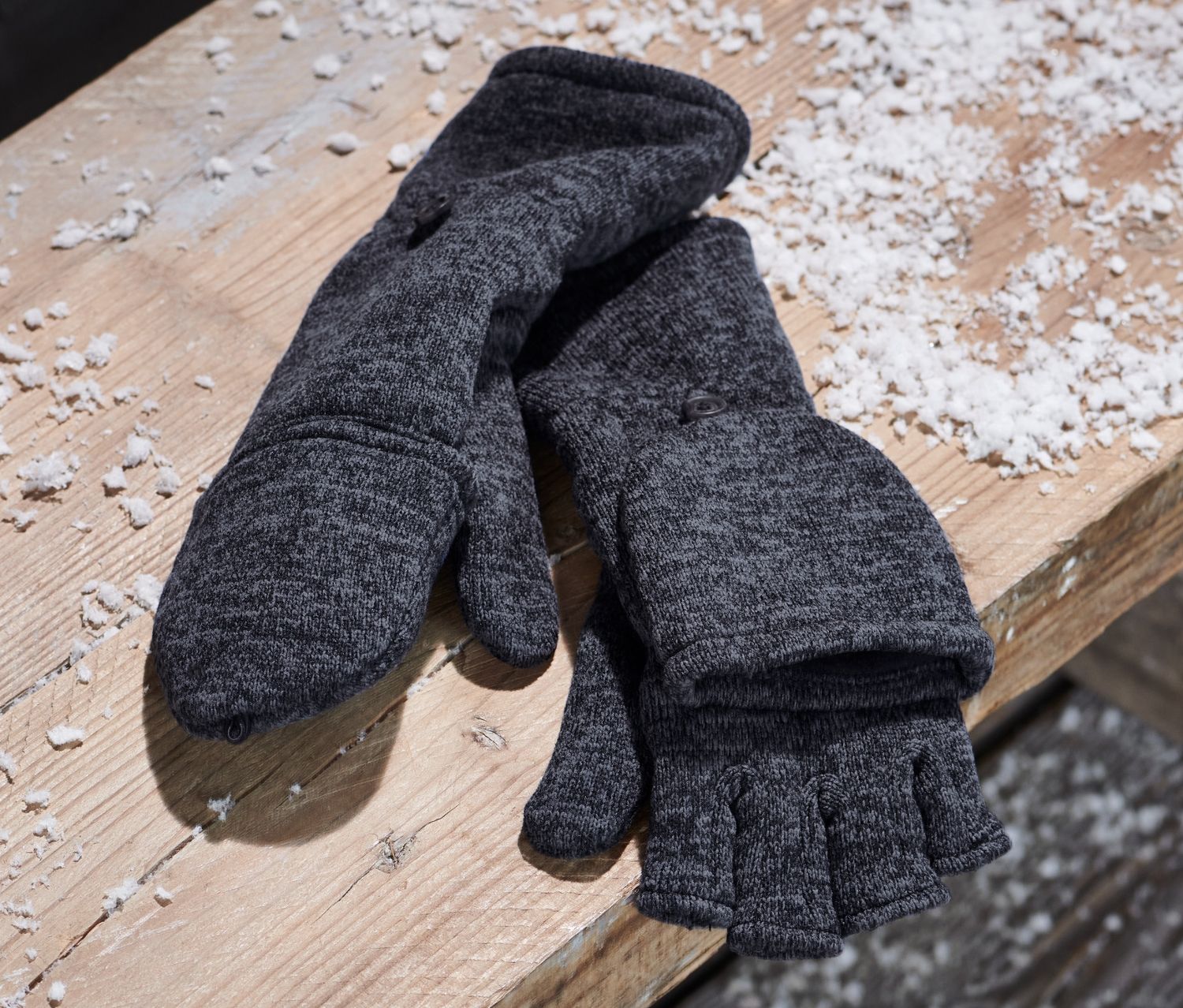 Thumbnail - Tchibo - Strickfleece-Klappfäustlinge - Herren - Gr. 7,5 - dunkelblau