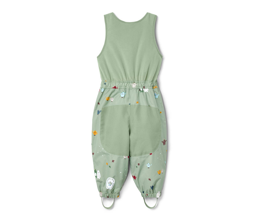 Grüne Thermo-Regenhose mit Figuren-Print.