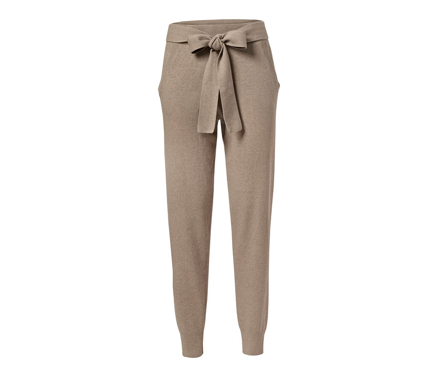 Eine Loungewearhose mit Cashmere in Beige mit einer Schleife zum Binden.
