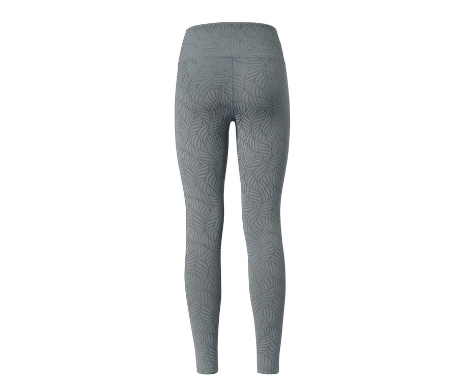 Graue Bodyforming-Sporttight mit Blattmuster.