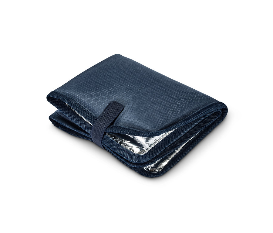 Zusammengefaltetes Thermo-Sitzkissen in Blau.