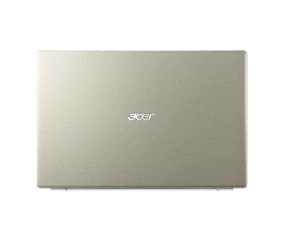 Detailansicht eines geschlossenen, goldfarbenen Acer Swift 1 Notebooks.