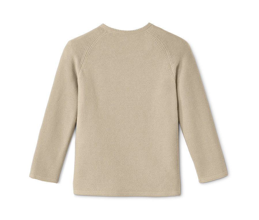 Beige Babystrickjacke.