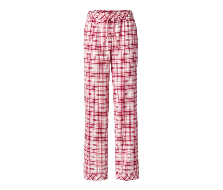 Eine rot-weiß karierte Flanell-Pyjamahose.