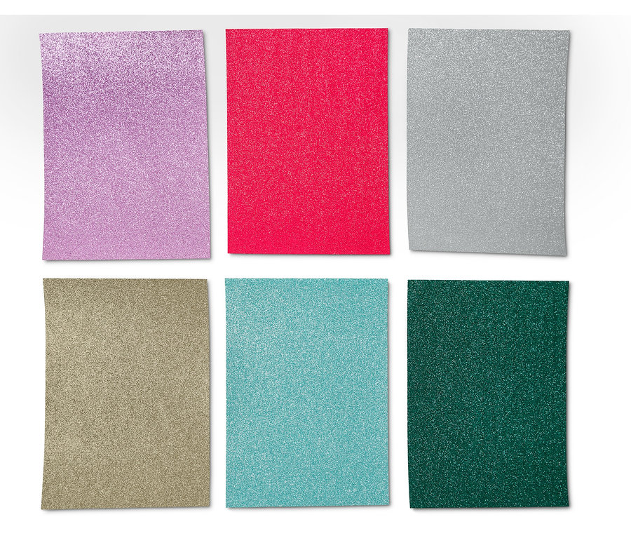 Papier-Set, Glitzerpapier in sechs Farben.