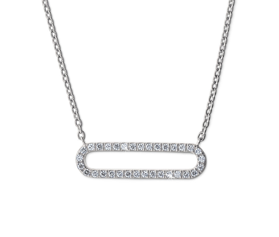 Kette aus 925 Silber rhodiniert, mit Zirkonia.