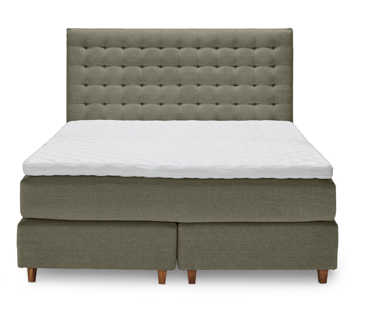 Ein hellgrünes Scapa Boxspringbett, ca. 180 x 200 cm.