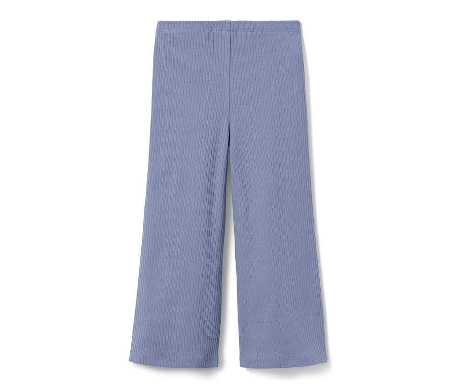Hellblaue Kleinkind-Rippenleggings mit Schlag.