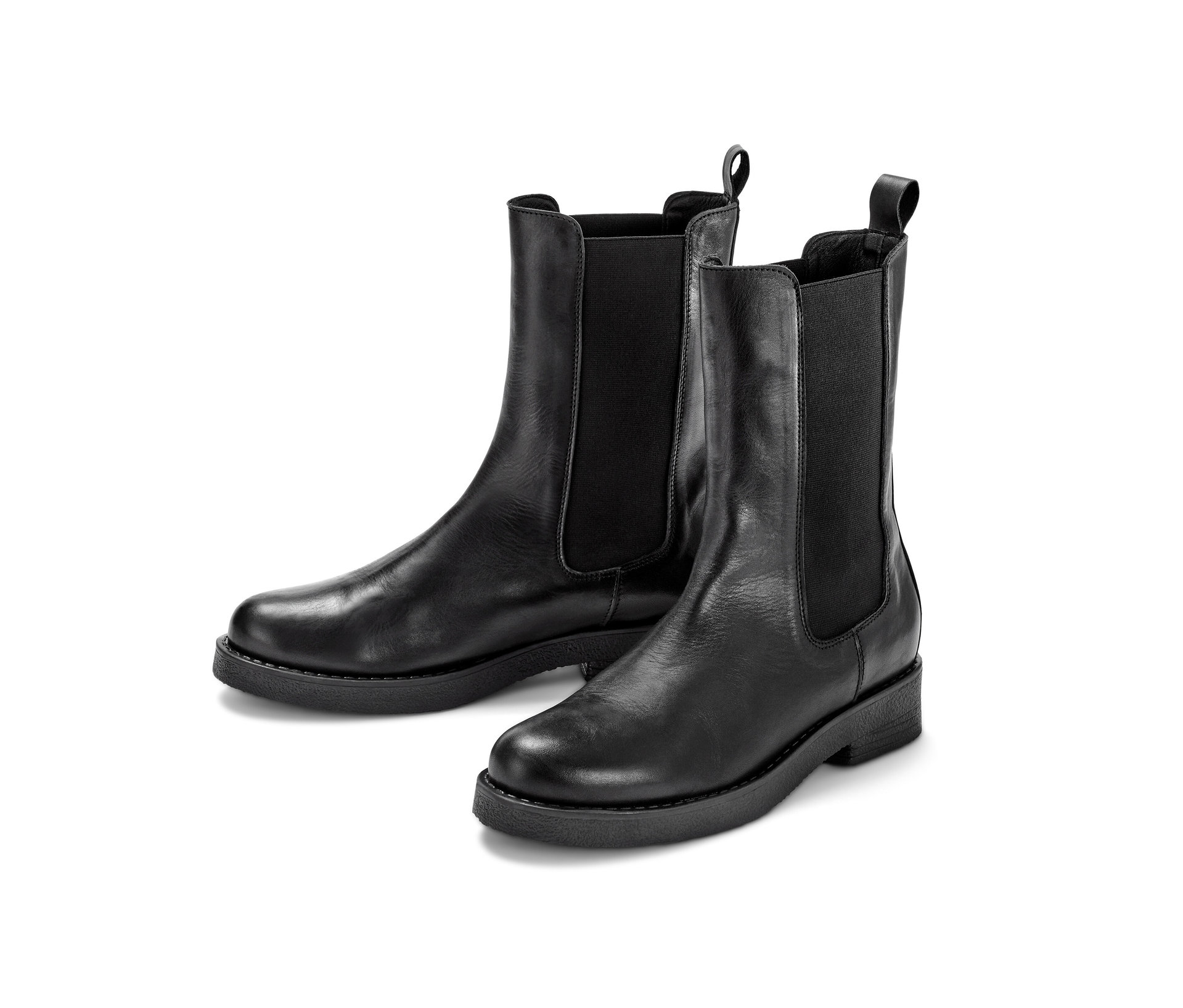Lederboots - Damen - Gr. 38 - schwarz - schwarz