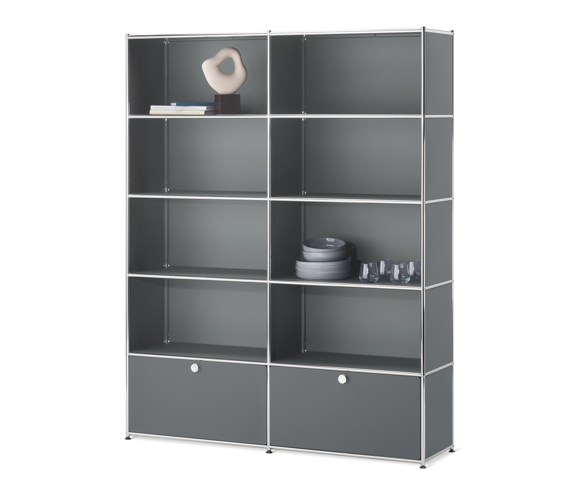 Tchibo - Regal »Cn3« mit 2 Klappen - 152x40x194,5cm - chrom - - Metall / Aluminium