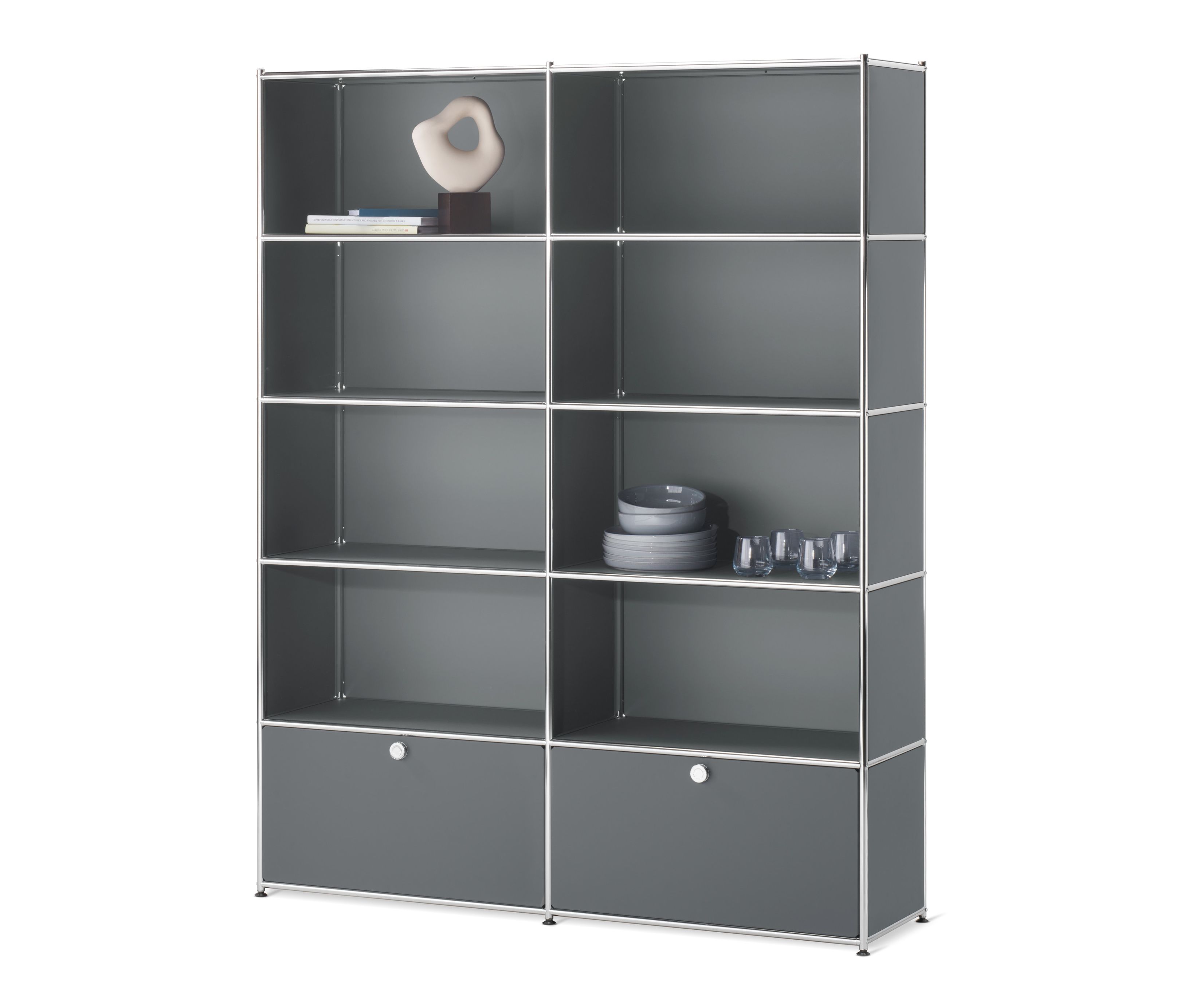 Tchibo - Regal »Cn3« mit 2 Klappen - 152x40x194,5cm - chrom - Stahl / Aluminium / Kunststoff