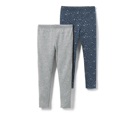 Zwei Kinder-Glitzer-Leggings.