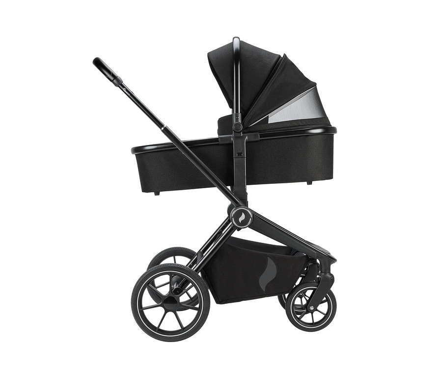 Schwarzer Osann Kombi-Kinderwagen »Vamos« in der Seitenansicht.