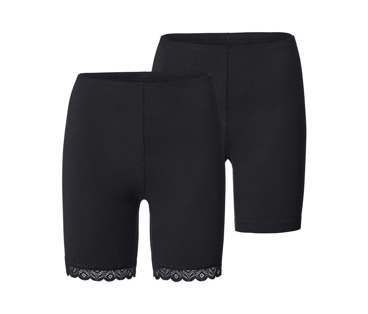 Zwei schwarze Radler-Shorts.