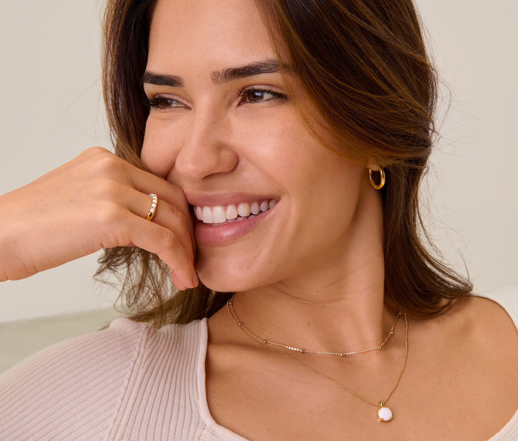 Thumbnail - Tchibo - 925 Silber Kette mit synthetischem Opal - weiß