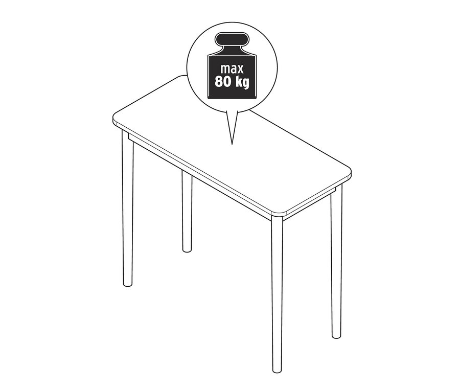 Eine schematische Darstellung einer Konsole mit einer maximalen Traglast von 80 kg.