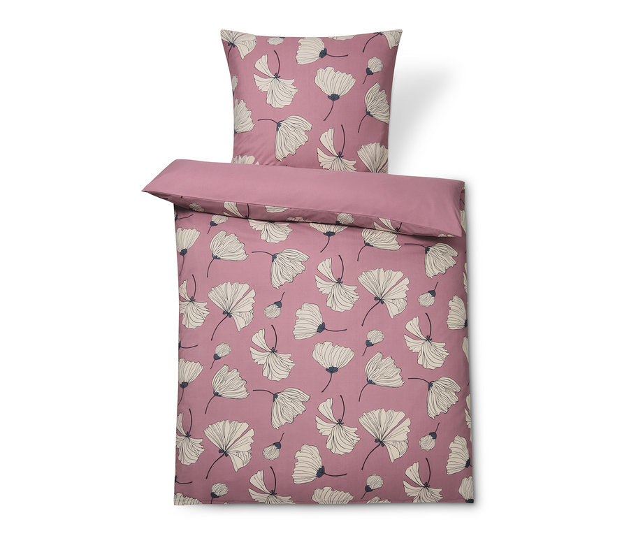 Altrosa Microfaser-Bettwäsche mit Blumenmuster.