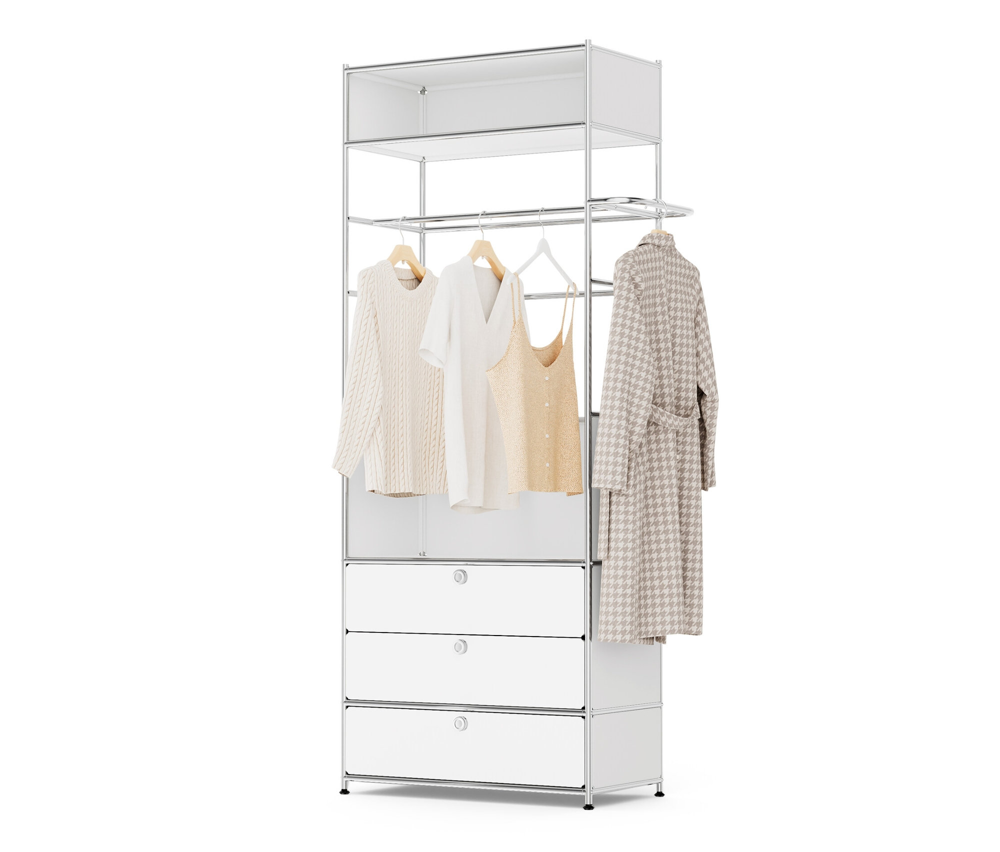 Tchibo - Garderobe Metall »Cn3« mit Kleiderstange und 3 Schubladen - 77x40x194,6cm - chrom - - Stahl / Aluminium