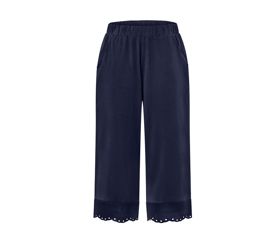 Dunkelblaue Culotte mit Stickerei.