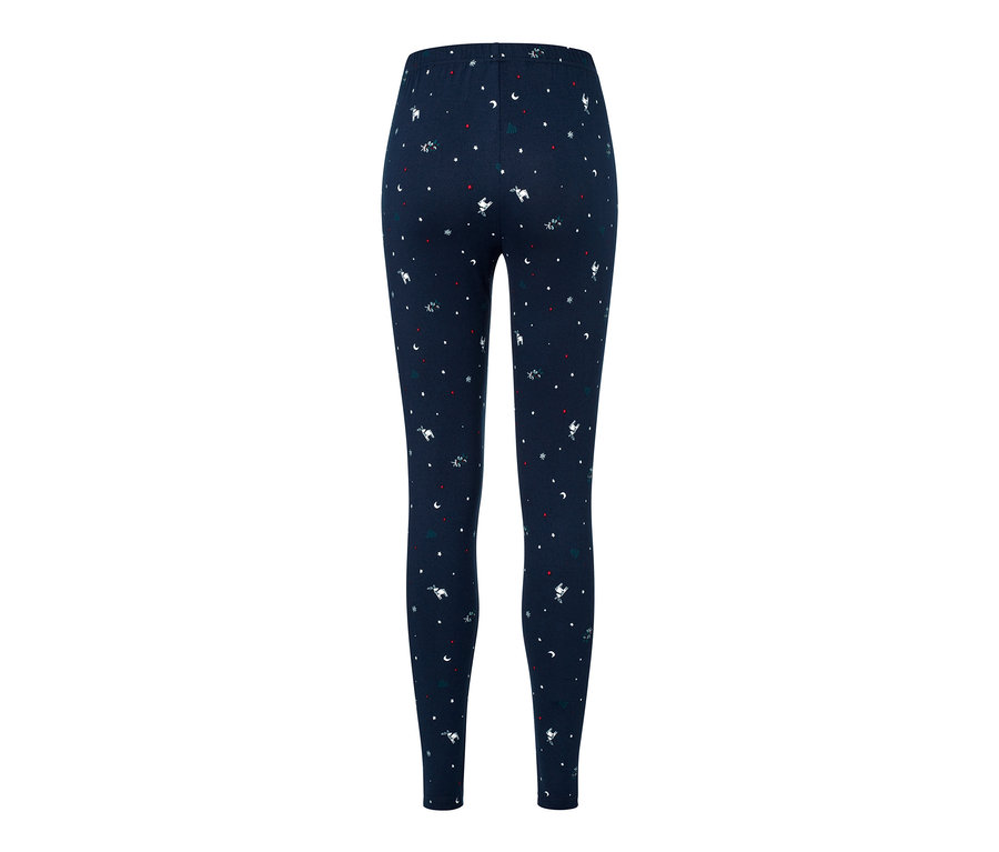 Dunkelblaue Kuschelige Leggings mit Weihnachtsmuster.