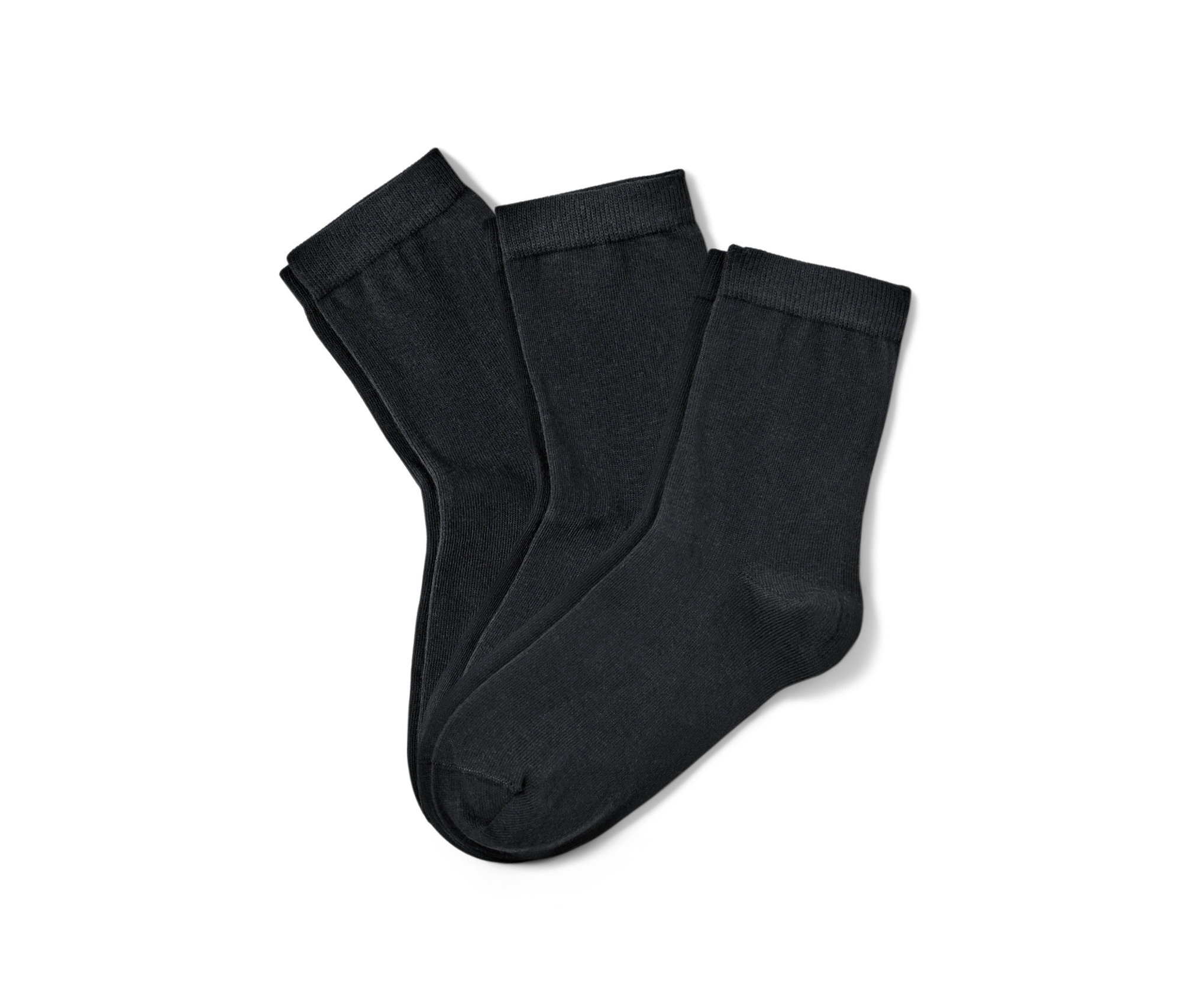 Drei Paar Socken, schwarz.