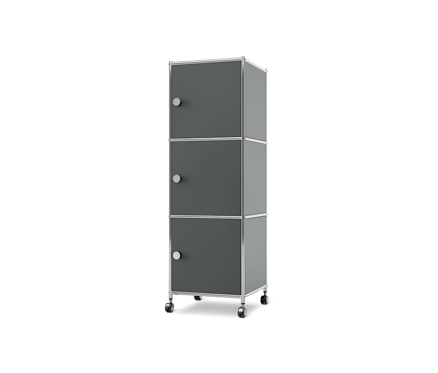 Grauer Rollcontainer Metall »CN3« mit 3 Türen.