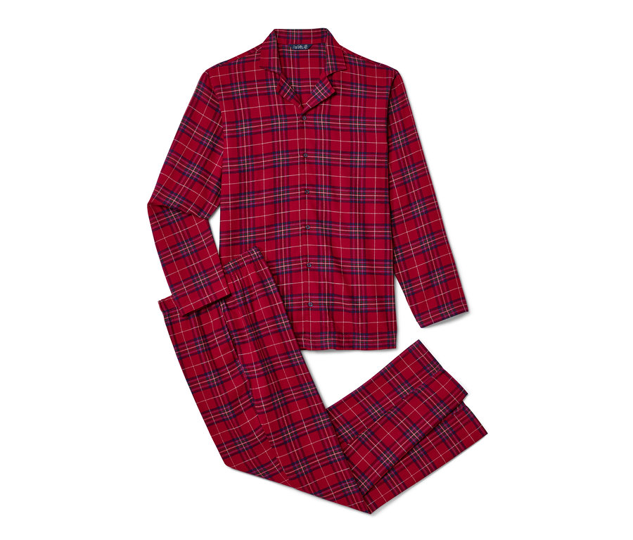 Ein rot karierter Flanell-Pyjama.