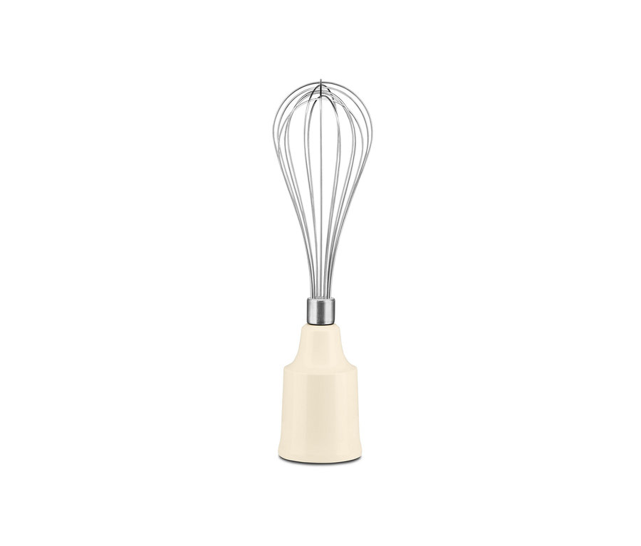 Schneebesen des KitchenAid Stabmixer »5KHBV83« mit weißem Griff.