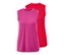 Zwei Sporttops, eines rot und eines pink, liegen übereinander.