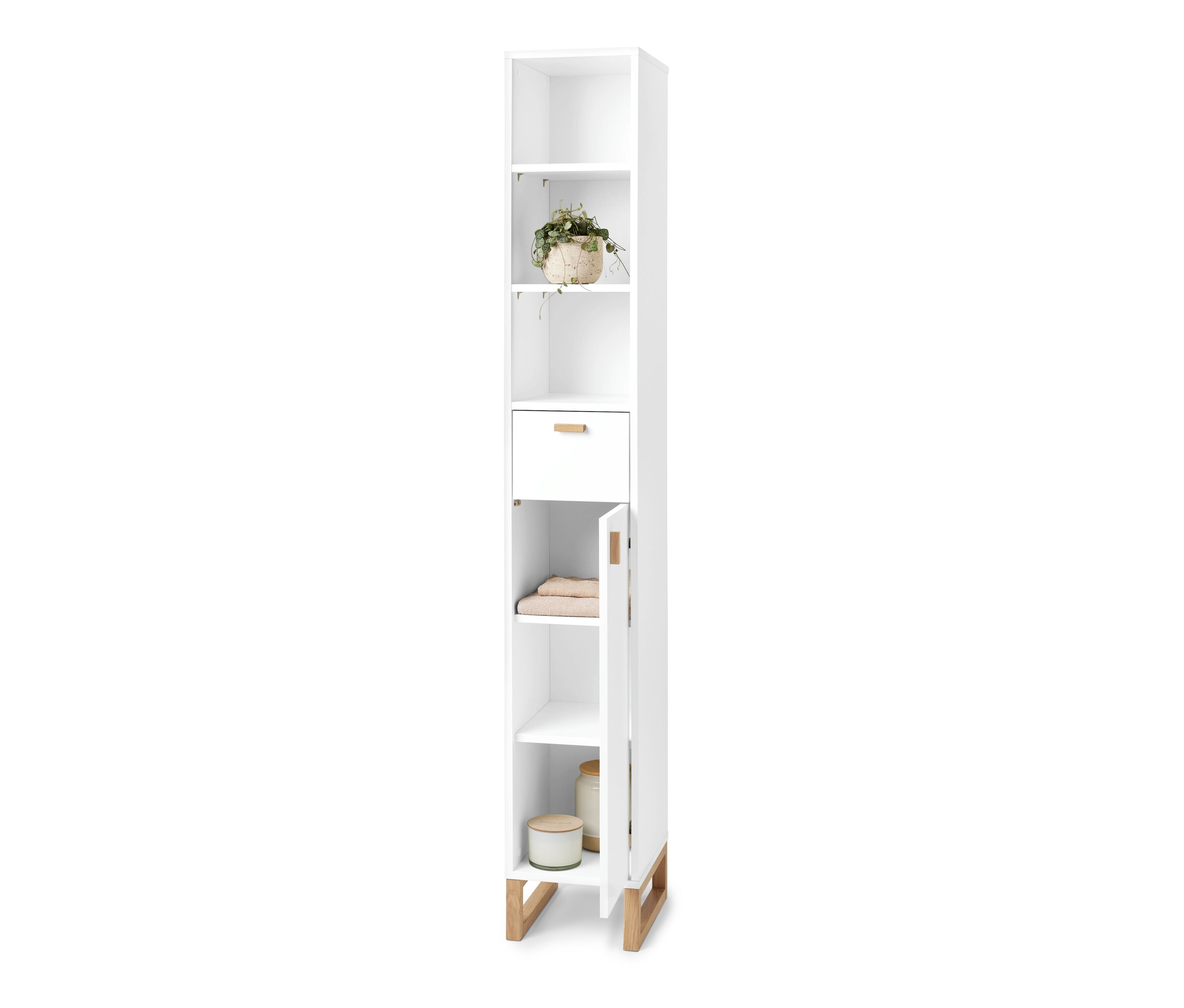 Tchibo - Bad-Hochschrank mit offenem Fach - 29x35x190cm - braun - Holz / Eichenholz