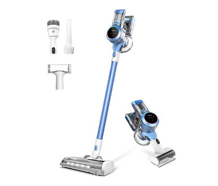 Zwei Tineco Pure One S11 Akkusauger und drei Aufsätze sind auf weißem Hintergrund abgebildet.