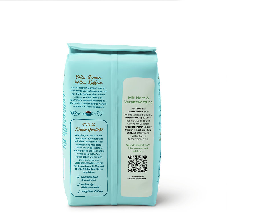 Eine Packung Sanfter Moment - 4x 500g Ganze Bohne.