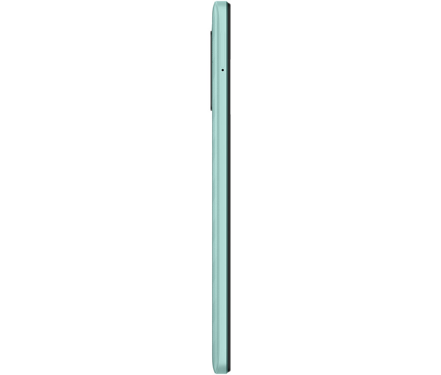 Seitenansicht eines grünen Smartphones. Xiaomi Redmi 12C 64GB grün.