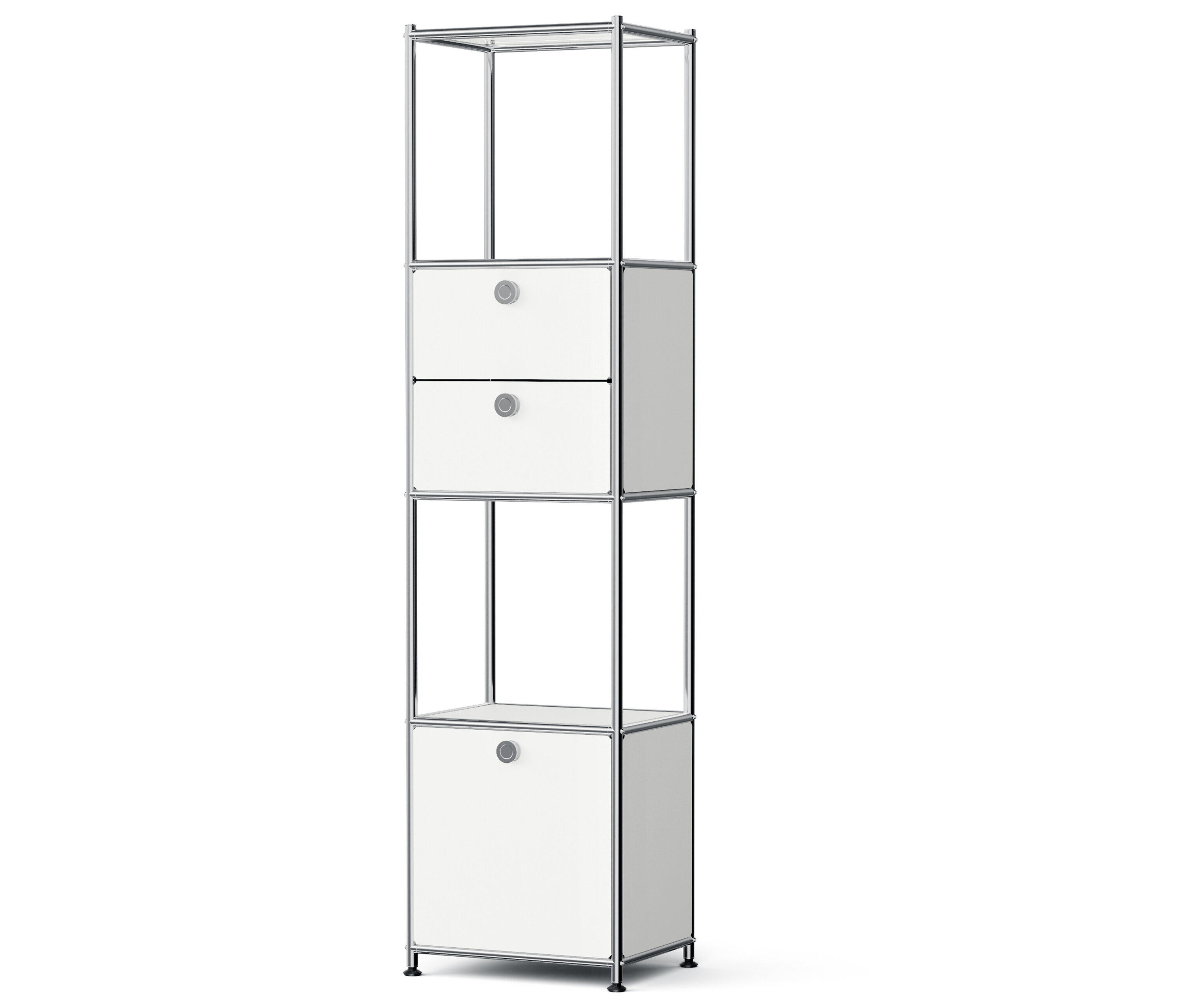 Tchibo - Metall-Regal »Cn3 Slim Line« mit 2 versetzbaren Schubladen und 1 versetzbaren Klappe - 40x30,5x158,5cm - chrom - Stahl / Aluminium /