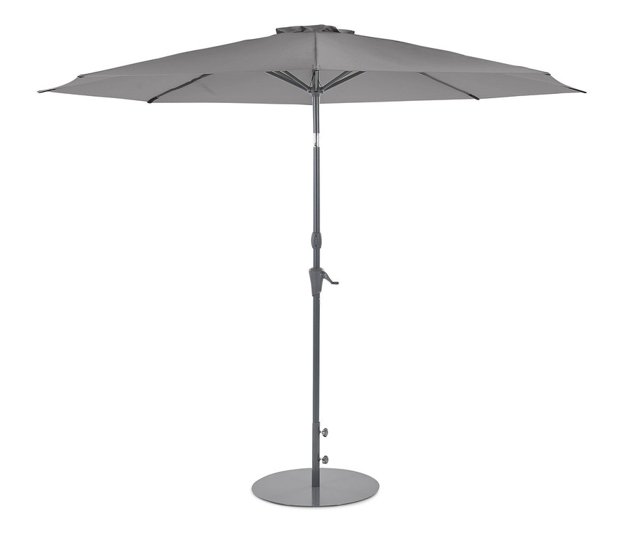 Grauer Leco Sonnenschirm, Ø 300 cm, inklusive Abdeckhaube.