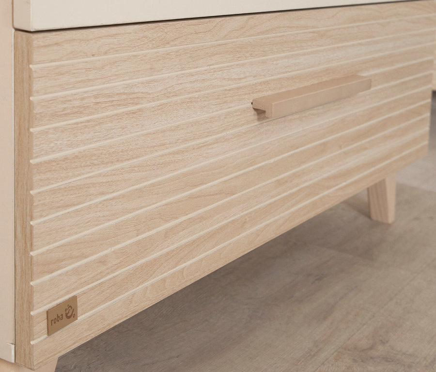 Detailaufnahme des roba Sets »Sidney« 2-teilig, cashmere, mit Holzschublade und Beinen.