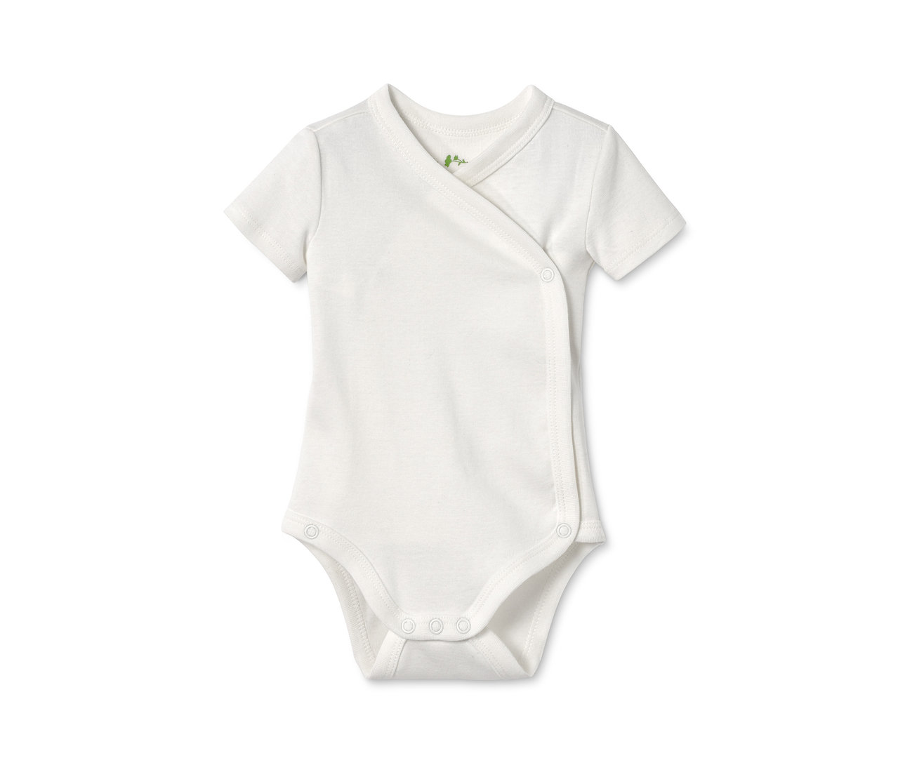 Weißer 3er Pack Bodys aus Bio-Baumwolle mit kurzen Ärmeln und Druckknopfverschluss.