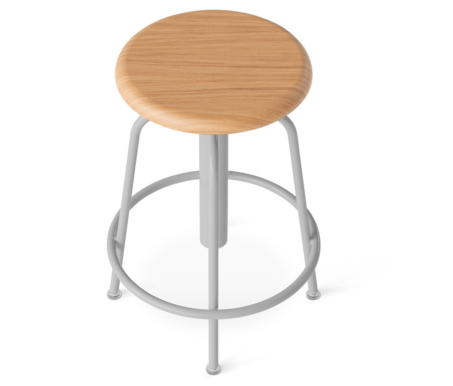 Abbildung eines hellbraunen Barhockers mit grauem Gestell auf weißem Hintergrund.