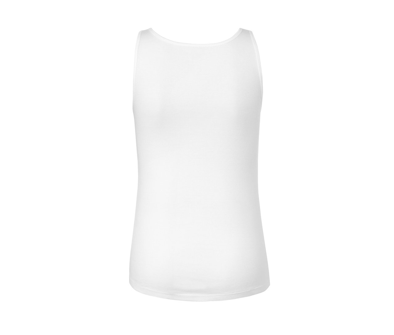 Detailansicht der Rückseite eines weißen Feinripp-Unterhemds.