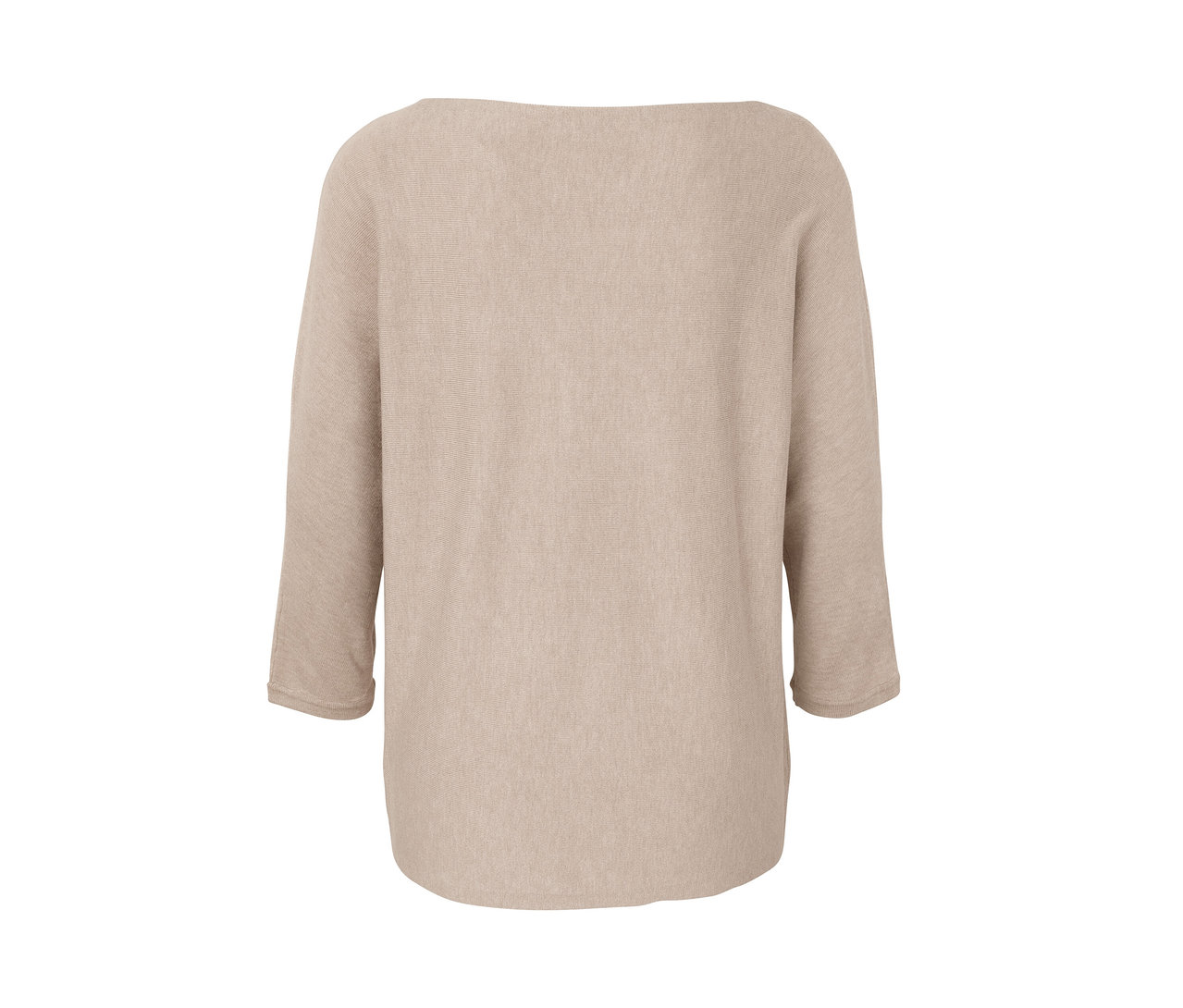 Beige melierter Feinstrickpullover.